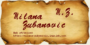 Milana Zubanović vizit kartica